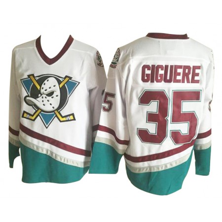 Pánské Hokejový Dres Anaheim Ducks Mighty Ducks Jean-Sebastien Giguere 35 CCM Throwback Bílý Authentic